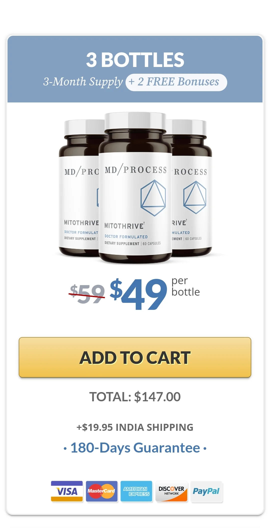 MitoThrive™ 3 bottles pricing